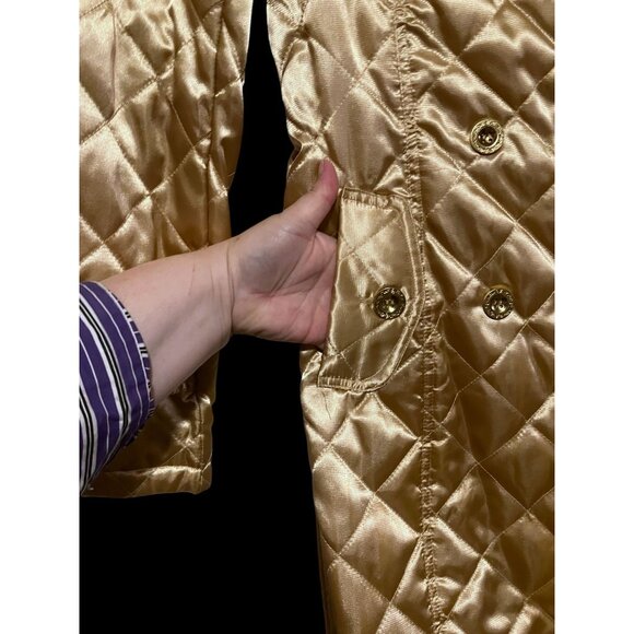 Y2K South Pole Quilted Trench Coat M Gold Belt McBling ASO Jaslene Gonzalez ANTM - Picture 6 of 14